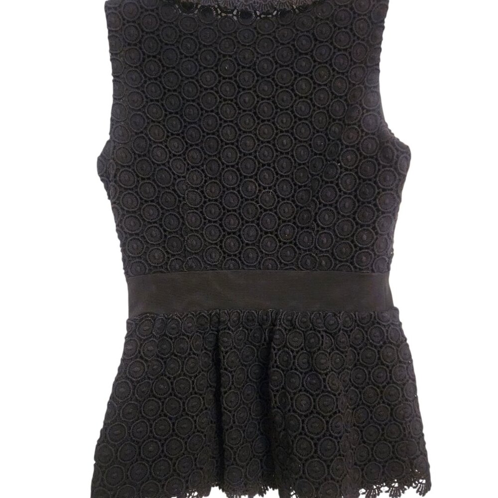 DIANE Von FURSTENBURG Tavita Black Lace Lined Peplum Top Size 0 - Picture 8 of 10